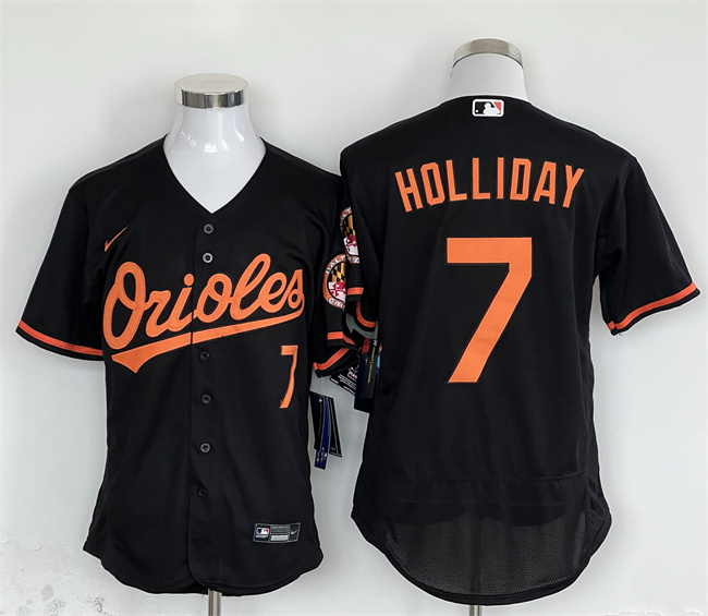 Men's Baltimore Orioles #7 Jackson Holliday Black Flex Base Stitched Baseball Jersey Men's Baltimore Orioles #7 Jackson Holliday Black Flex Base Stitched Baseball Jersey