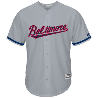 Baltimore Orioles Majestic Fashion Stars & Stripes Cool Base Jersey - Gray Baltimore Orioles Majestic Fashion Stars & Stripes Cool Base Jersey - Gray