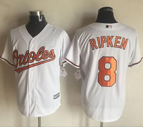 Orioles #8 Cal Ripken White New Cool Base Stitched MLB Jersey Orioles #8 Cal Ripken White New Cool Base Stitched MLB Jersey