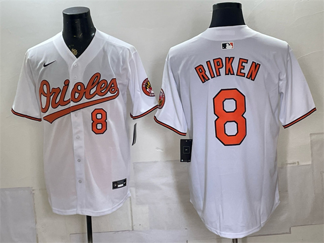 Men's Baltimore Orioles #8 Cal Ripken Jr. White 2025 Home Limited Stitched Baseball Jersey Men's Baltimore Orioles #8 Cal Ripken Jr. White 2025 Home Limited Stitched Baseball Jersey