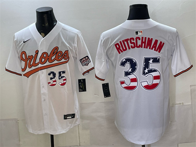 Men's Baltimore Orioles #35 Adley Rutschman White USA 250 Fourth of July Home Stitched Baseball Jersey Men's Baltimore Orioles #35 Adley Rutschman White USA 250 Fourth of July Home Stitched Baseball Jersey