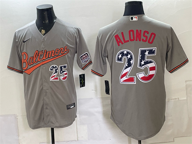 Men's Baltimore Orioles #25 Pete Alonso Grey USA 250 Fourth of July Home Stitched Baseball Jersey Men's Baltimore Orioles #25 Pete Alonso Grey USA 250 Fourth of July Home Stitched Baseball Jersey