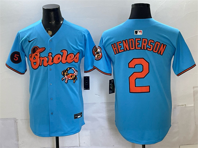 Men's Baltimore Orioles #2 Gunnar Henderson Blue With Patch Vapor Premier Limited Stitched Baseball Jersey Men's Baltimore Orioles #2 Gunnar Henderson Blue With Patch Vapor Premier Limited Stitched Baseball Jersey