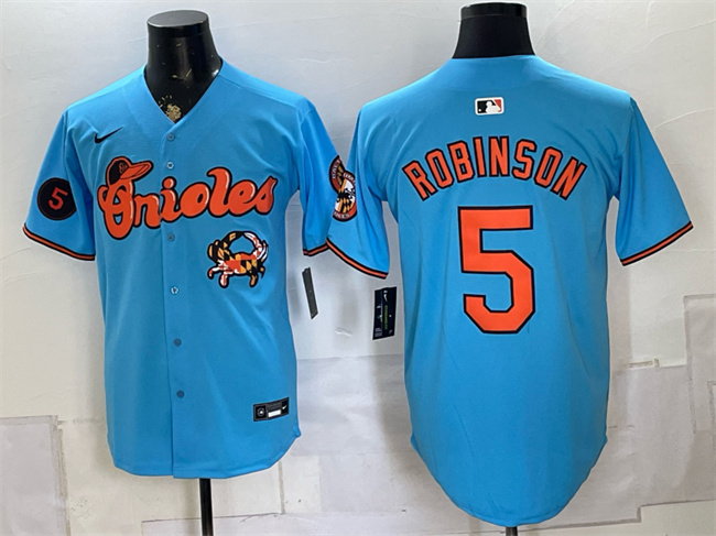 Men's Baltimore Orioles #5 Brooks Robinson Blue With Patch Vapor Premier Limited Stitched Baseball Jersey