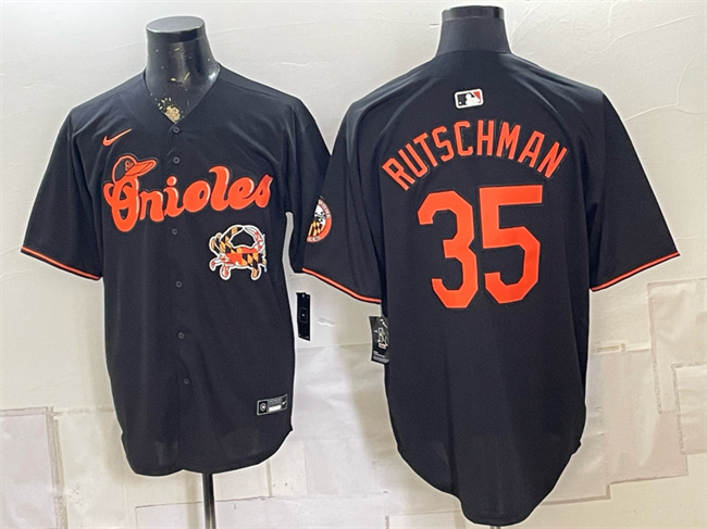Men's Baltimore Orioles #35 Adley Rutschman Black With Patch Vapor Premier Limited Stitched Baseball Jersey