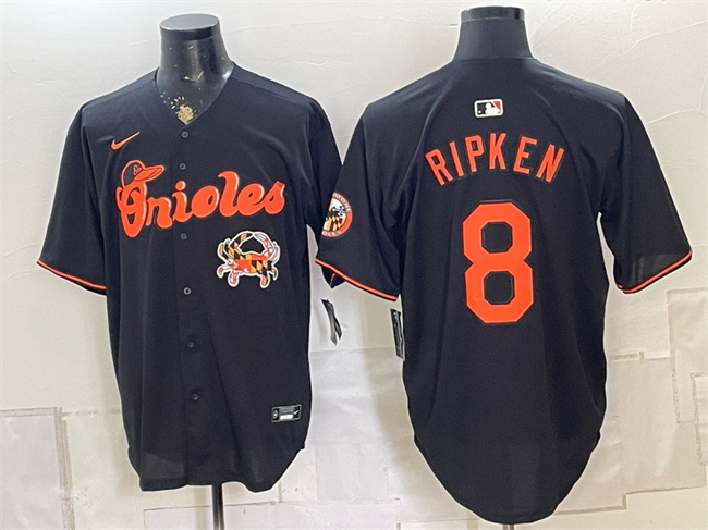 Men's Baltimore Orioles #8 Cal Ripken Jr. Black With Patch Vapor Premier Limited Stitched Baseball Jersey