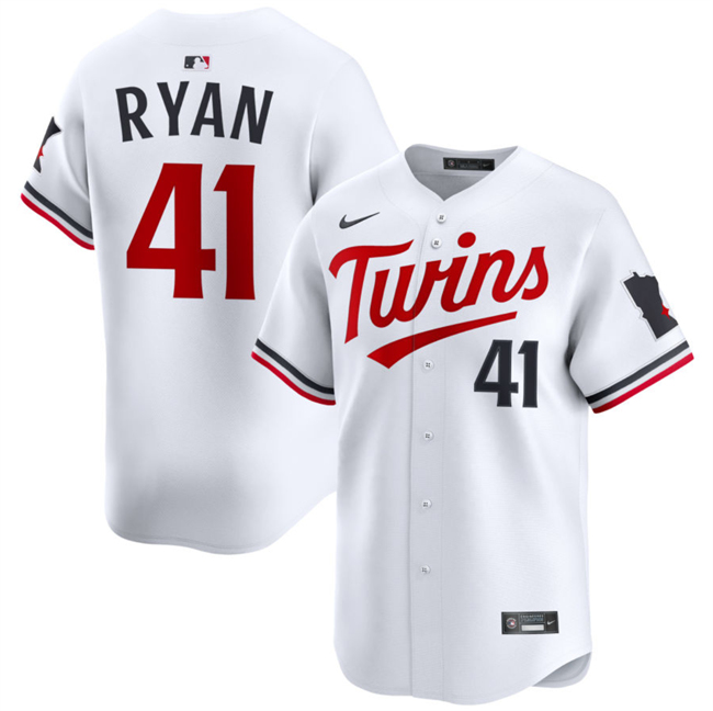 Men's Minnesota Twins #41 Joe Ryan White 2024 Home Limited Stitched Baseball Jersey Men's Minnesota Twins #41 Joe Ryan White 2024 Home Limited Stitched Baseball Jersey