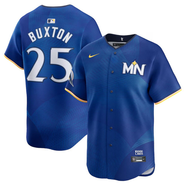 Men's Minnesota Twins #25 Byron Buxton Royal 2024 City Connect Limited Stitched Baseball Jersey Men's Minnesota Twins #25 Byron Buxton Royal 2024 City Connect Limited Stitched Baseball Jersey