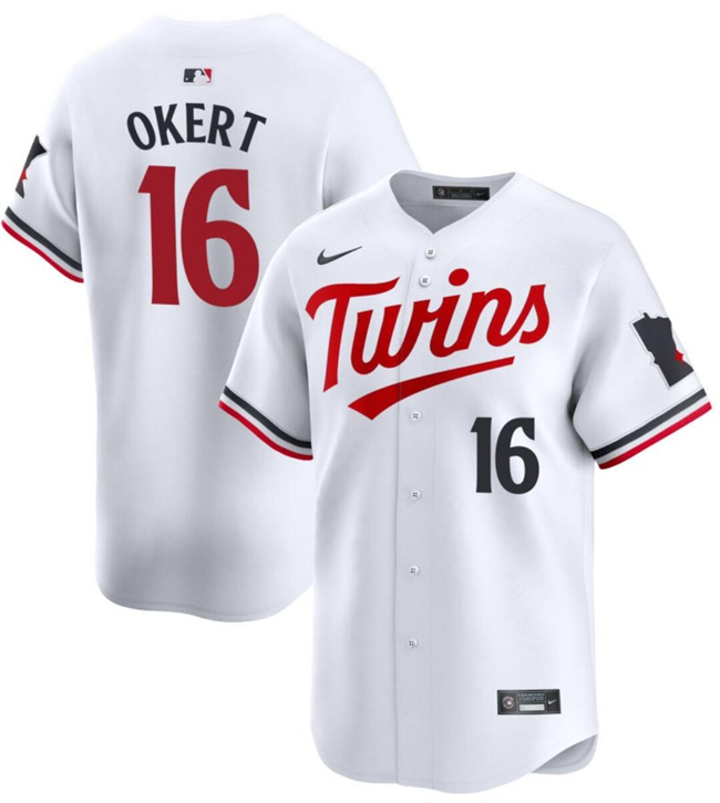 Men's Minnesota Twins #16 Steven Okert White 2024 Home Limited Cool Base Stitched Baseball Jersey Men's Minnesota Twins #16 Steven Okert White 2024 Home Limited Cool Base Stitched Baseball Jersey