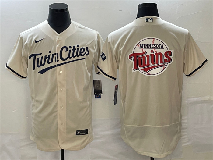 Men's Minnesota Twins Cream Team Big Logo Flex Base Stitched Jersey Men's Minnesota Twins Cream Team Big Logo Flex Base Stitched Jersey