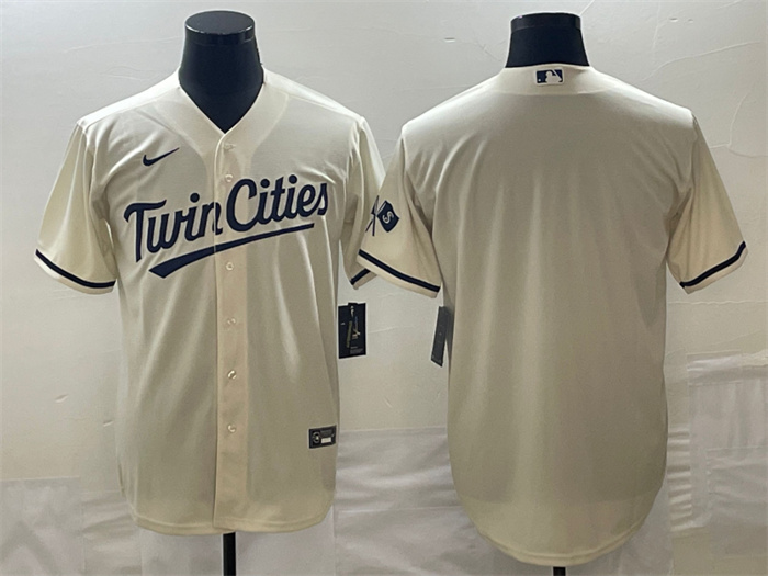 Men's Minnesota Twins Blank Cream Cool Base Stitched Baseball Jersey Men's Minnesota Twins Blank Cream Cool Base Stitched Baseball Jersey