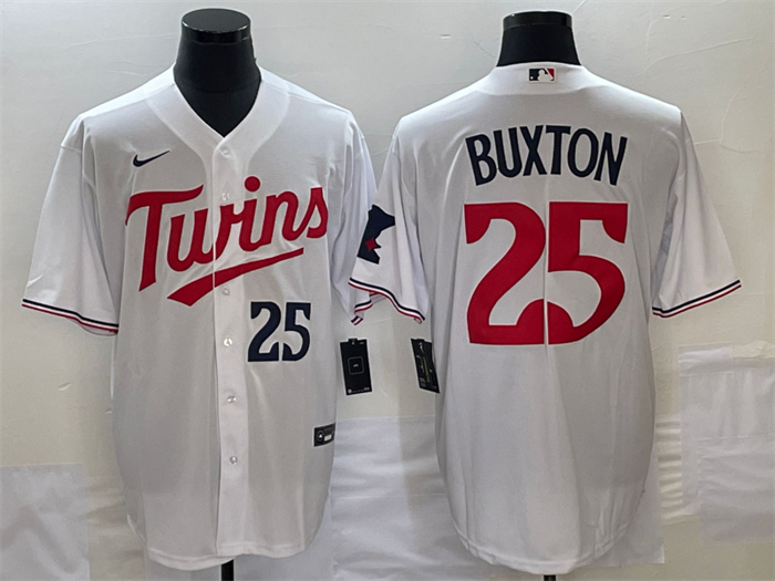 Men's Minnesota Twins #25 Byron Buxton White Cool Base Stitched Jersey Men's Minnesota Twins #25 Byron Buxton White Cool Base Stitched Jersey