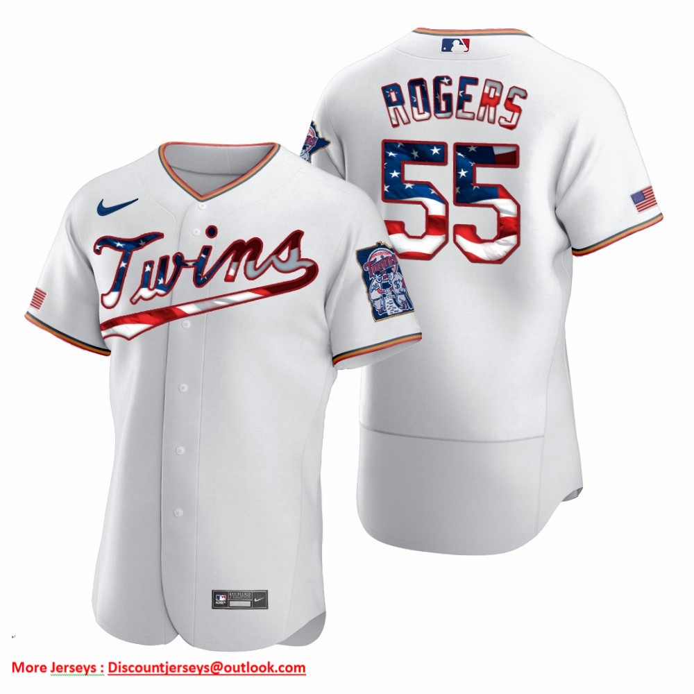 Minnesota Twins #55 Taylor Rogers Men's Nike White Fluttering USA Flag Limited Edition Authentic MLB Jersey Minnesota Twins #55 Taylor Rogers Men's Nike White Fluttering USA Flag Limited Edition Authentic MLB Jersey