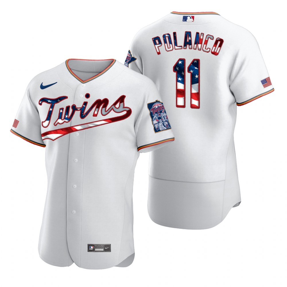 Minnesota Twins #11 Jorge Polanco Men's Nike White Fluttering USA Flag Limited Edition Authentic MLB Jersey Minnesota Twins #11 Jorge Polanco Men's Nike White Fluttering USA Flag Limited Edition Authentic MLB Jersey