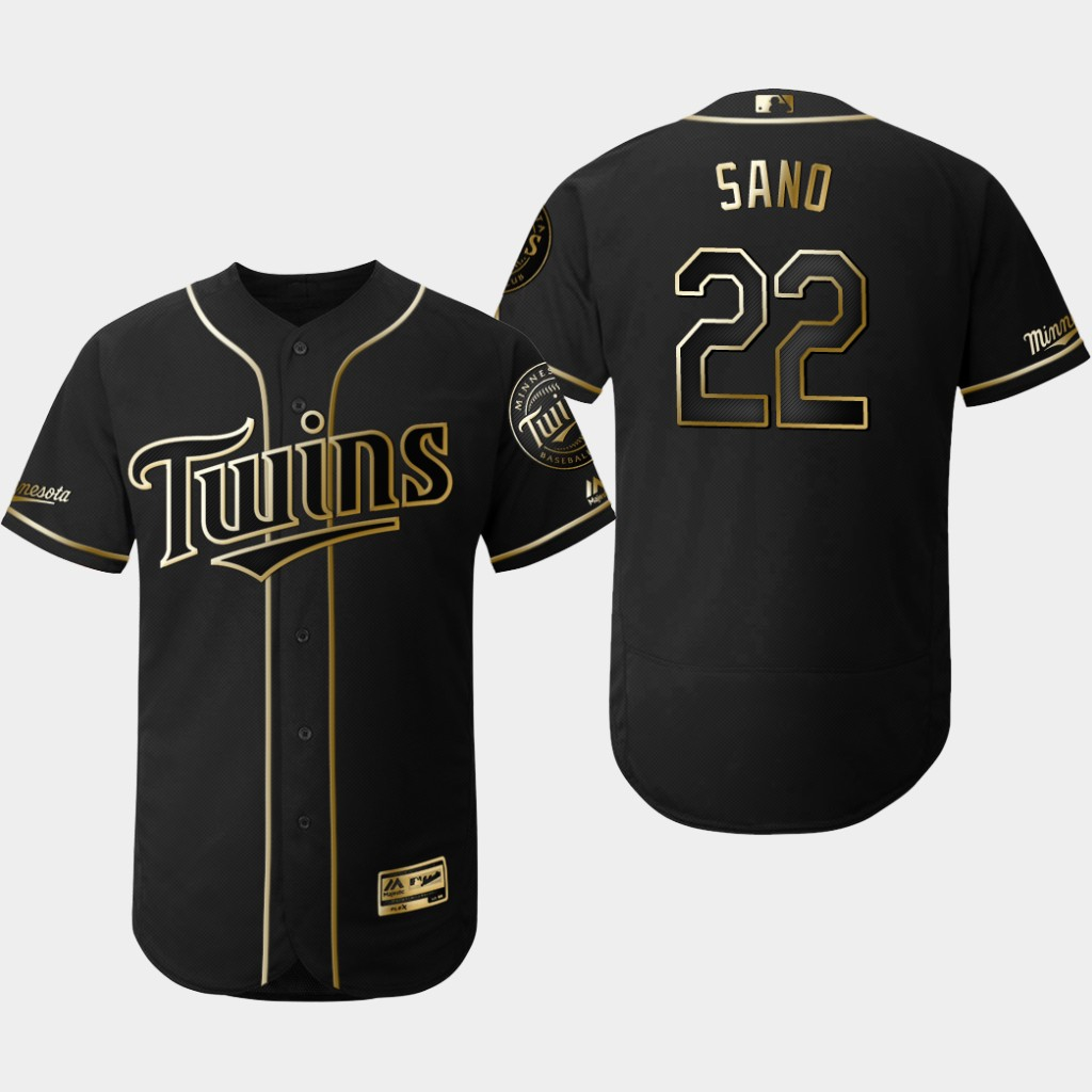 Twins 22 Miguel Sano Black Gold Flexbase Jersey Twins 22 Miguel Sano Black Gold Flexbase Jersey