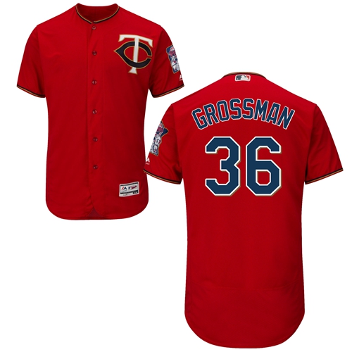Twins #36 Robbie Grossman Red Flexbase Authentic Collection Stitched Baseball Jersey Twins #36 Robbie Grossman Red Flexbase Authentic Collection Stitched Baseball Jersey