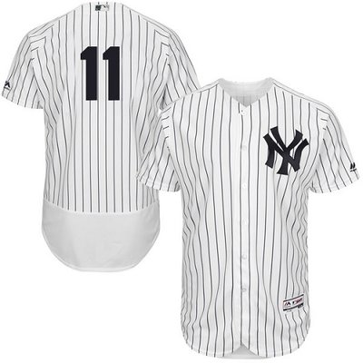 Yankees #11 Brett Gardner White Strip Flexbase Authentic Collection Stitched MLB Jersey Yankees #11 Brett Gardner White Strip Flexbase Authentic Collection Stitched MLB Jersey