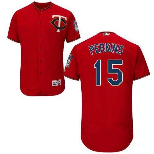 Twins #15 Glen Perkins Red Flexbase Authentic Collection Stitched MLB Jersey Twins #15 Glen Perkins Red Flexbase Authentic Collection Stitched MLB Jersey