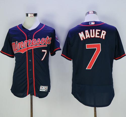 Twins #7 Joe Mauer Navy Blue Flexbase Authentic Collection Stitched MLB Jersey Twins #7 Joe Mauer Navy Blue Flexbase Authentic Collection Stitched MLB Jersey