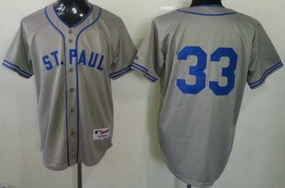Minnesota Twins 33 Justin Morneau 1948 St. Paul Saints Turn Back Throwback Grey MLB Jerseys Minnesota Twins 33 Justin Morneau 1948 St. Paul Saints Turn Back Throwback Grey MLB Jerseys