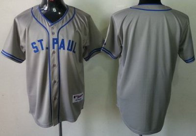 Minnesota Twins Blank 1948 St. Paul Saints Turn Back Throwback Grey MLB Jerseys Minnesota Twins Blank 1948 St. Paul Saints Turn Back Throwback Grey MLB Jerseys