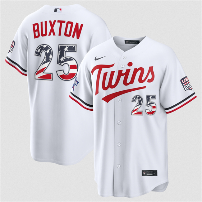 Men's Minnesota Twins #25 Byron Buxton White 2026 All-Star Edition Stars & Stripes Stadium Pick-A-Player Stitched Baseball Jersey Men's Minnesota Twins #25 Byron Buxton White 2026 All-Star Edition Stars & Stripes Stadium Pick-A-Player Stitched Baseball Jersey