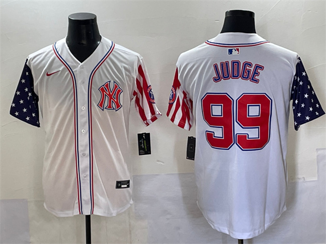 Men's New York Yankees #99 Aaron Judge White 2025 Independence Day Vapor Premier Limited Stitched Baseball Jersey Men's New York Yankees #99 Aaron Judge White 2025 Independence Day Vapor Premier Limited Stitched Baseball Jersey