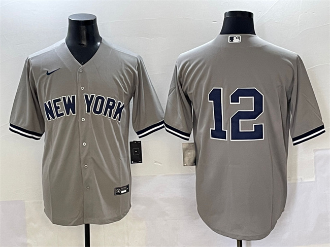 Men's New York Yankees #12 Trent Grisham Grey Cool Base Stitched Baseball Jersey Men's New York Yankees #12 Trent Grisham Grey Cool Base Stitched Baseball Jersey