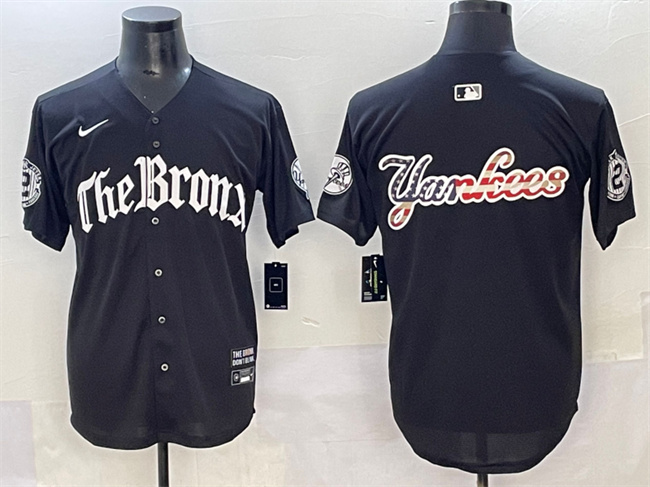 Men's New York Yankees Team Big Logo Black 'Gothic Legacy Edition' Vapor Premier Limited Stitched Baseball Jersey 002 Men's New York Yankees Team Big Logo Black 'Gothic Legacy Edition' Vapor Premier Limited Stitched Baseball Jersey 002