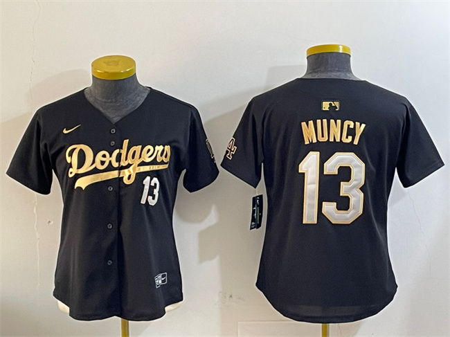 Women's Los Angeles Dodgers #13 Max Muncy Black Gold Limited Stitched Baseball Jersey(Run Small) Women's Los Angeles Dodgers #13 Max Muncy Black Gold Limited Stitched Baseball Jersey(Run Small)