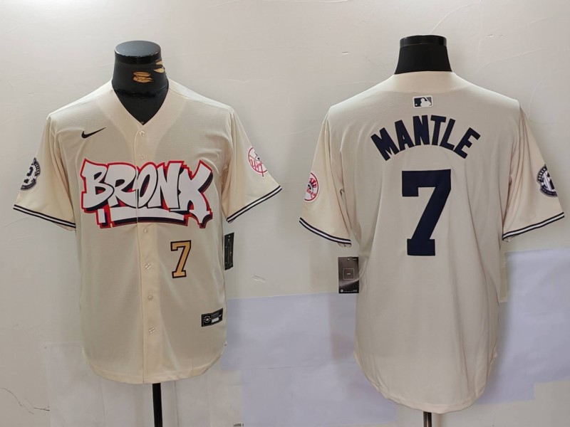 Men's New York Yankees #7 Mickey Mantle The Bronx Graffiti V2 Vapor Limited Stitched Baseball Jersey 3 Men's New York Yankees #7 Mickey Mantle The Bronx Graffiti V2 Vapor Limited Stitched Baseball Jersey 3