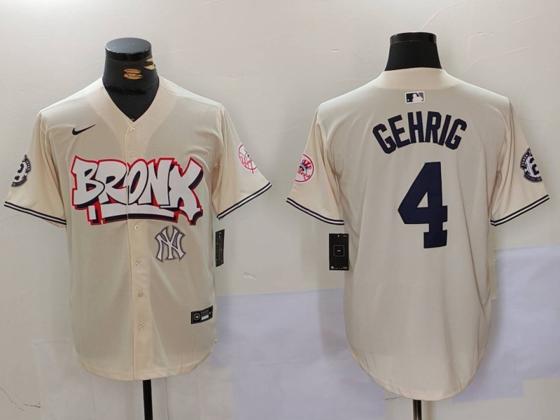 Men's New York Yankees #4 Lou Gehrig The Bronx Graffiti V2 Vapor Limited Stitched Baseball Jersey 1 Men's New York Yankees #4 Lou Gehrig The Bronx Graffiti V2 Vapor Limited Stitched Baseball Jersey 1