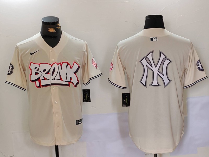 Men's New York Yankees Blank Cream The Bronx Graffiti V2 Vapor Limited Stitched Baseball Jersey 1 Men's New York Yankees Blank Cream The Bronx Graffiti V2 Vapor Limited Stitched Baseball Jersey 1