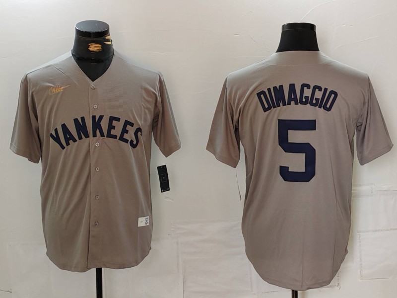 Men's New York Yankees #5 Joe DiMaggio Grey Cool Base Stitched Baseball Jersey Men's New York Yankees #5 Joe DiMaggio Grey Cool Base Stitched Baseball Jersey