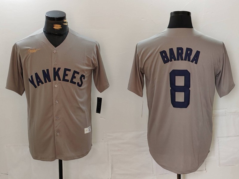 Men's New York Yankees #8 Barra Grey Cool Base Stitched Baseball Jersey Men's New York Yankees #8 Barra Grey Cool Base Stitched Baseball Jersey