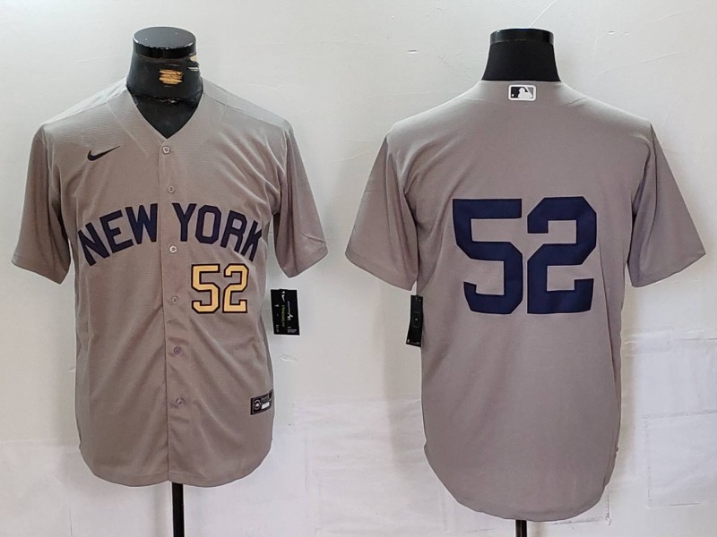 Men's New York Yankees #52 CC Sabathia Grey Cool Base Stitched Baseball Jersey 1 Men's New York Yankees #52 CC Sabathia Grey Cool Base Stitched Baseball Jersey 1