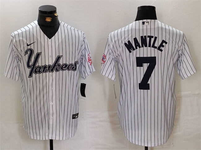Men's New York Yankees #7 Mickey Mantle White Cool Base Stitched Baseball Jersey Men's New York Yankees #7 Mickey Mantle White Cool Base Stitched Baseball Jersey