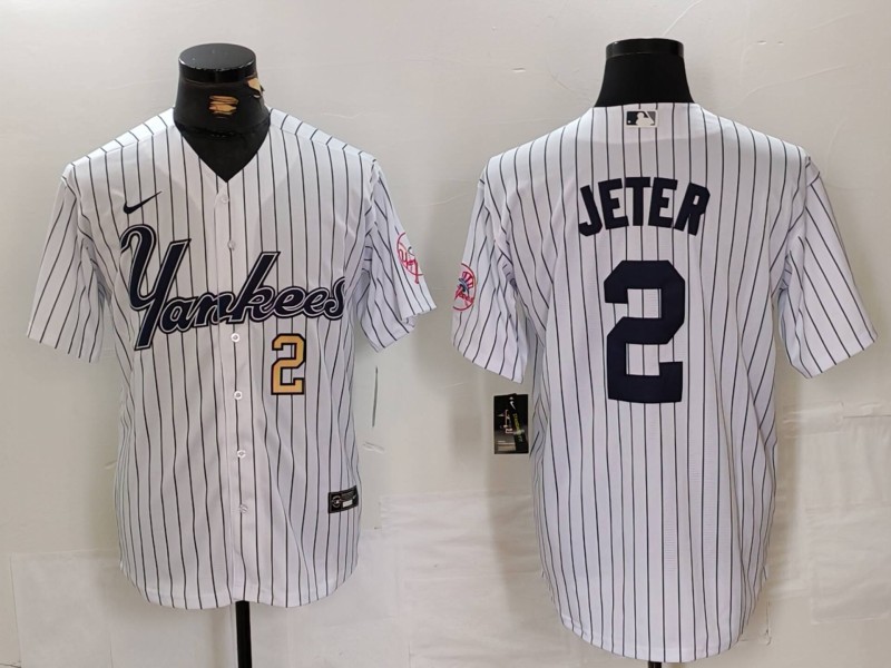 Men's New York Yankees #2 Derek Jeter White Cool Base Stitched Baseball Jersey 2 Men's New York Yankees #2 Derek Jeter White Cool Base Stitched Baseball Jersey 2