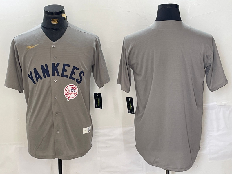 Men's New York Yankees Blank Grey Cool Base Stitched Baseball Jersey 002 Men's New York Yankees Blank Grey Cool Base Stitched Baseball Jersey 002