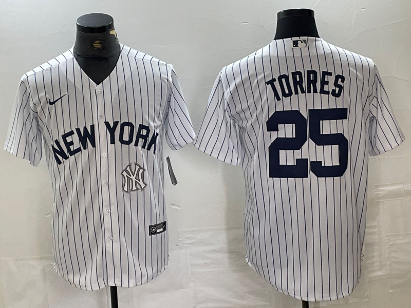 Men's New York Yankees #25 Gleyber Torres White Cool Base Stitched Baseball Jersey Men's New York Yankees #25 Gleyber Torres White Cool Base Stitched Baseball Jersey