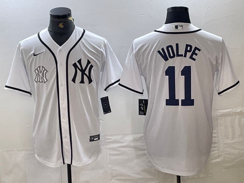 Men's New York Yankees #11 Anthony Volpe White Cool Base Stitched Baseball JerseyS Men's New York Yankees #11 Anthony Volpe White Cool Base Stitched Baseball JerseyS