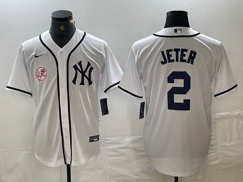 Men's New York Yankees #2 Derek Jeter White Cool Base Stitched Baseball Jersey 10 Men's New York Yankees #2 Derek Jeter White Cool Base Stitched Baseball Jersey 10