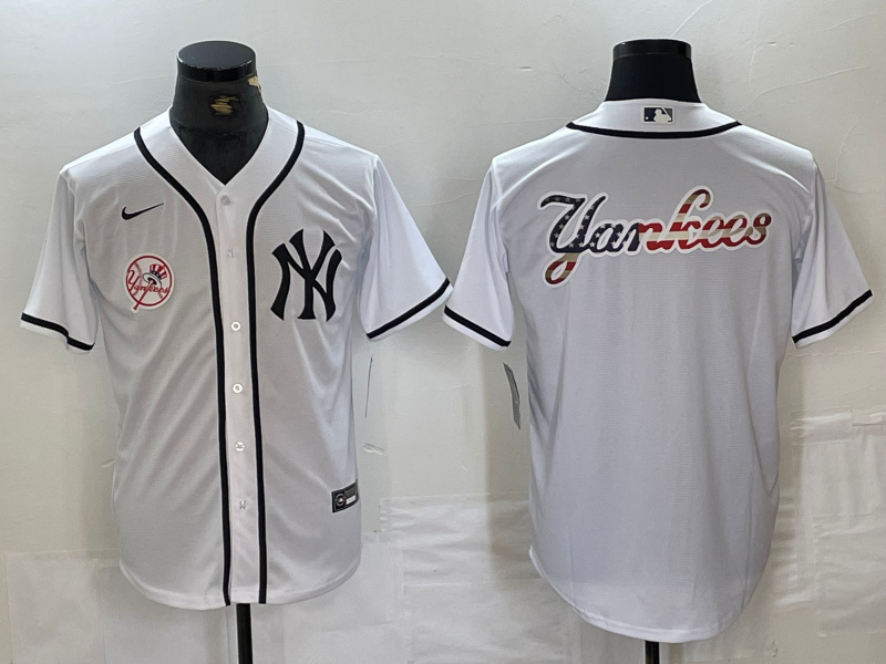 Men's New York Yankees White Team Big Logo Cool Base Stitched Baseball Jersey 5 Men's New York Yankees White Team Big Logo Cool Base Stitched Baseball Jersey 5