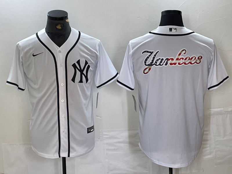 Men's New York Yankees White Team Big Logo Cool Base Stitched Baseball Jersey 2 Men's New York Yankees White Team Big Logo Cool Base Stitched Baseball Jersey 2