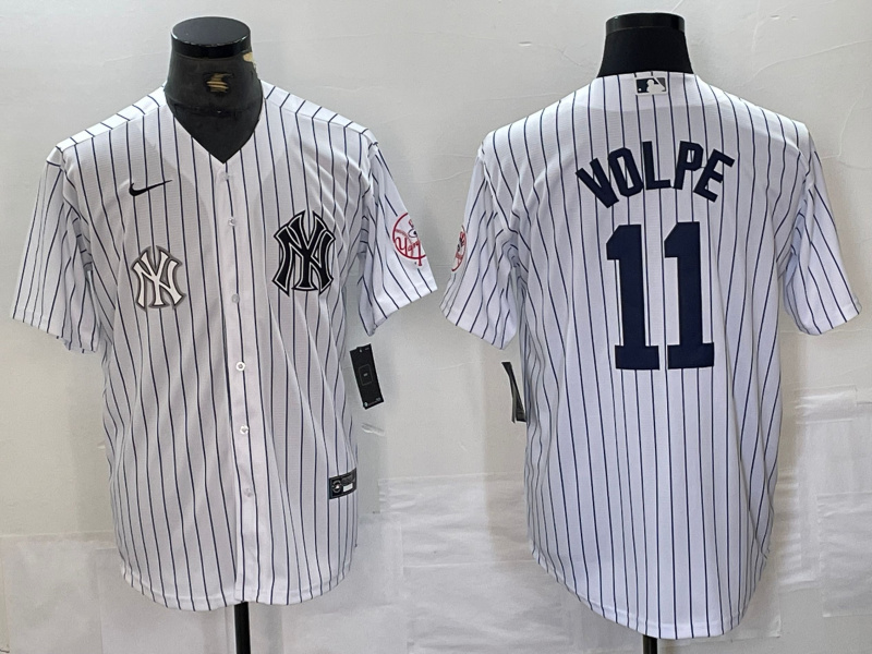 Men's New York Yankees #11 Anthony Volpe White Cool Base Stitched Baseball JerseyS 11 Men's New York Yankees #11 Anthony Volpe White Cool Base Stitched Baseball JerseyS 11