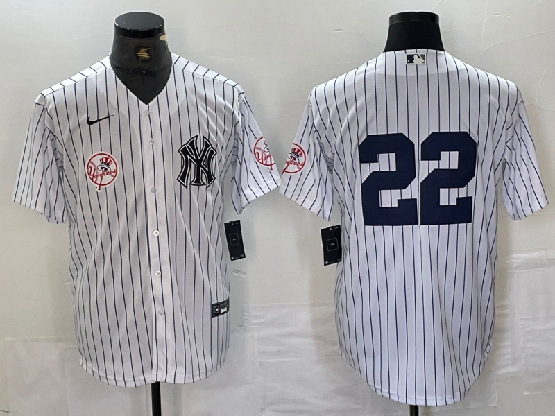 Men's New York Yankees #22 Juan Soto White Cool Base Stitched Baseball Jersey 9 Men's New York Yankees #22 Juan Soto White Cool Base Stitched Baseball Jersey 9