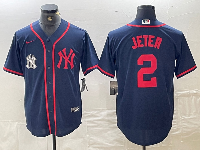 Men's New York Yankees #2 Derek Jeter Navy Cool Base Stitched Baseball Jersey 5 Men's New York Yankees #2 Derek Jeter Navy Cool Base Stitched Baseball Jersey 5