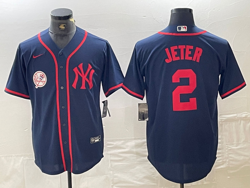 Men's New York Yankees #2 Derek Jeter Navy Cool Base Stitched Baseball Jersey 1 Men's New York Yankees #2 Derek Jeter Navy Cool Base Stitched Baseball Jersey 1