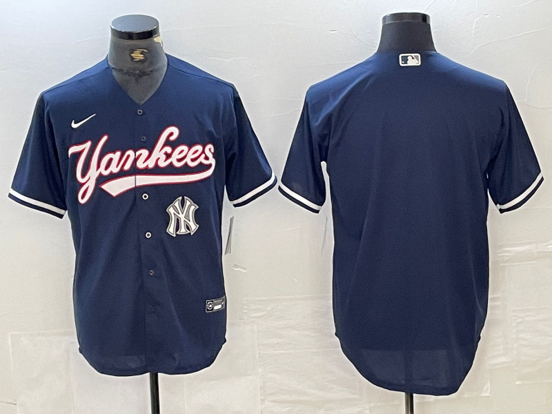 Men's New York Yankees Big LOGO Navy Cool Base Stitched Baseball Jersey 12 Men's New York Yankees Big LOGO Navy Cool Base Stitched Baseball Jersey 12