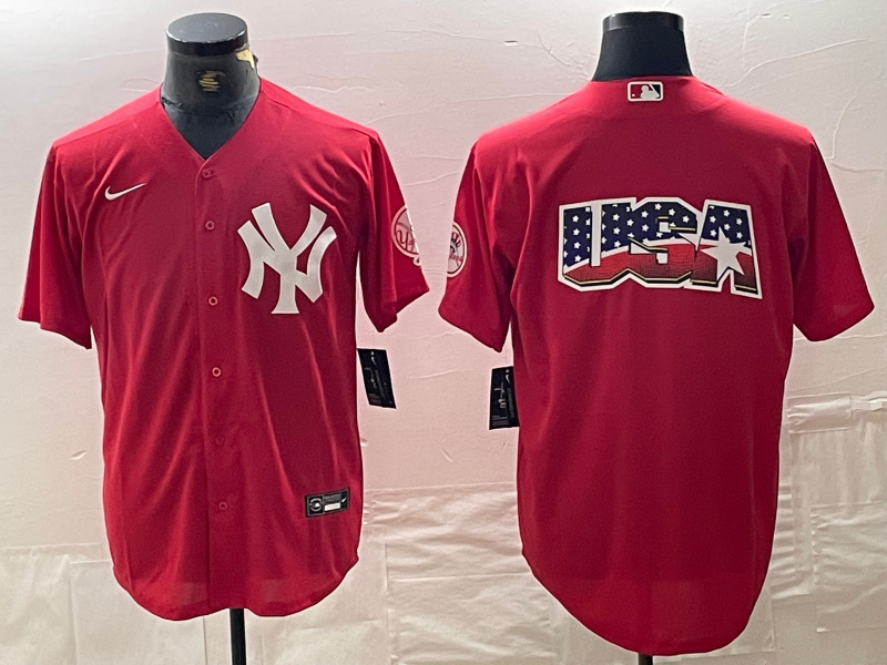 Men's New York Yankees Big Logo Red Cool Base Stitched Baseball Jersey 21 Men's New York Yankees Big Logo Red Cool Base Stitched Baseball Jersey 21